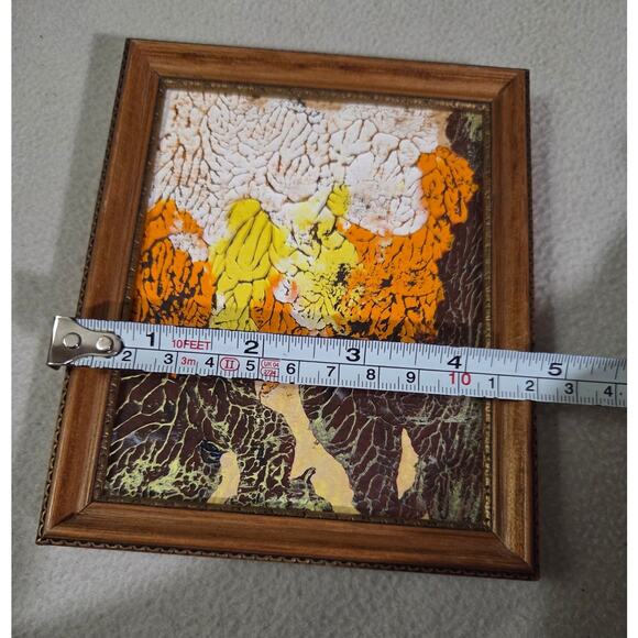 Set 2 Vtg Framed Mini Acrylic Paintings Anna Mike Wall Gallery Orange - Picture 15 of 15